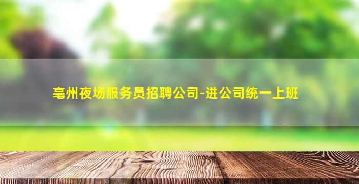 亳州夜场服务员招聘公司-进公司统一上班